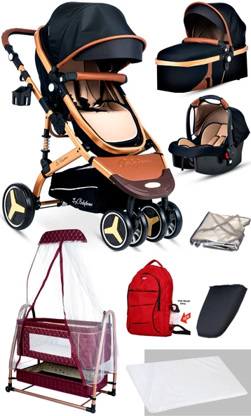 Baby Home 945 Travel Sistem Bebek Arabası Ve 505 Bebek Sepeti Anne Yanı Beşik - 3