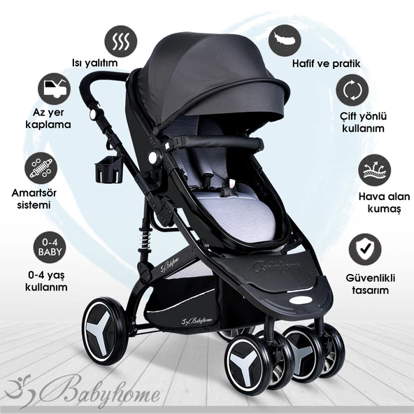Baby Home 945 Travel Sistem Bebek Arabası Ve 505 Bebek Sepeti Anne Yanı Beşik - 5