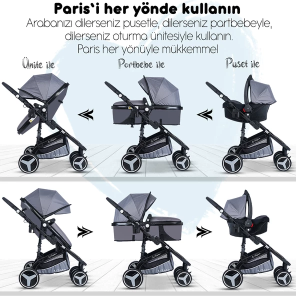 Baby Home 945 Travel Sistem Bebek Arabası Ve 505 Bebek Sepeti Anne Yanı Beşik - 7
