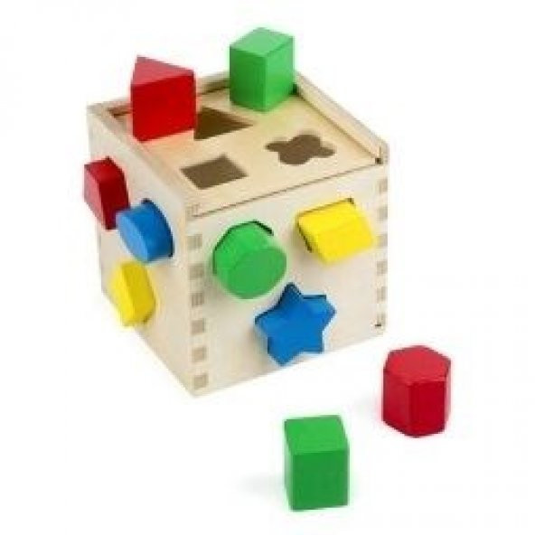 Hamaha Wooden Toys Ahşap Eğitici Geliştirici Geometrik Bulmaca Küp Oyunu