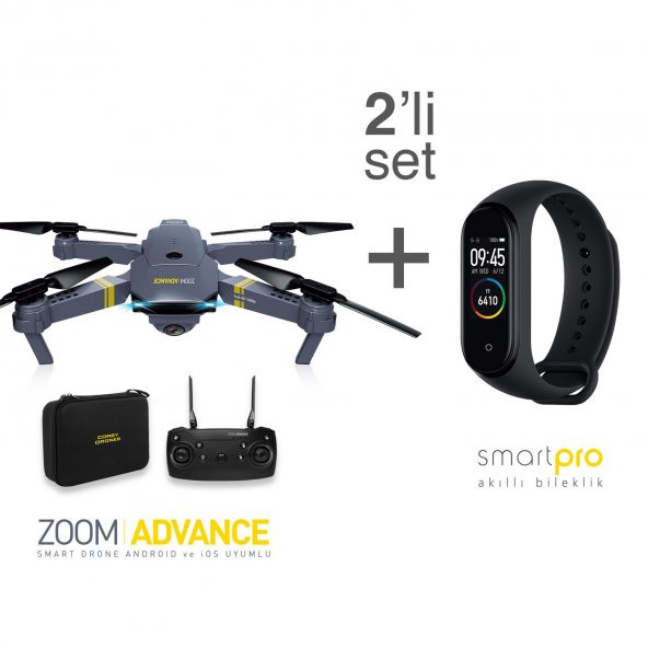 Corby Drones CX013 Zoom Advance Smart Drone + PSSW04 Akıllı Bileklik Siyah