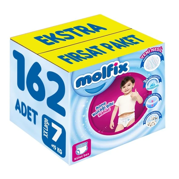 Molfix Külot Bebek Bezi Beden:7 (19+KG) XX Large 162 Adet Ekstra Fırsat Pk ürün görseli