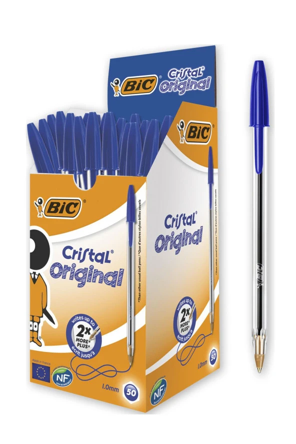 Bic Cristal Medium Tükenmez Kalem Mavi 1 Mm 50'Li Paket
