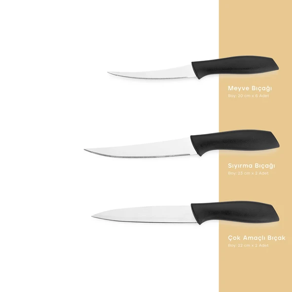 Schafer Quick Chef Bıçak Seti 10 Parça-Siyah - 2