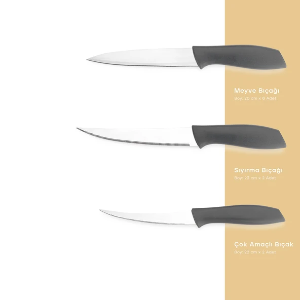 Schafer Quick Chef Bıçak Seti 10 Parça-Gri - 2