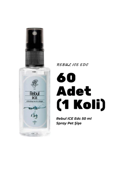 Rebul ICE Edc 50ml Spray Pet Şişe 60 Adet (1 koli) ICE Kokulu Kolonya
