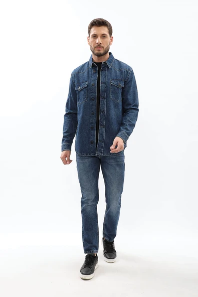 Erkek Regular Fit Jean Gömlek - 2
