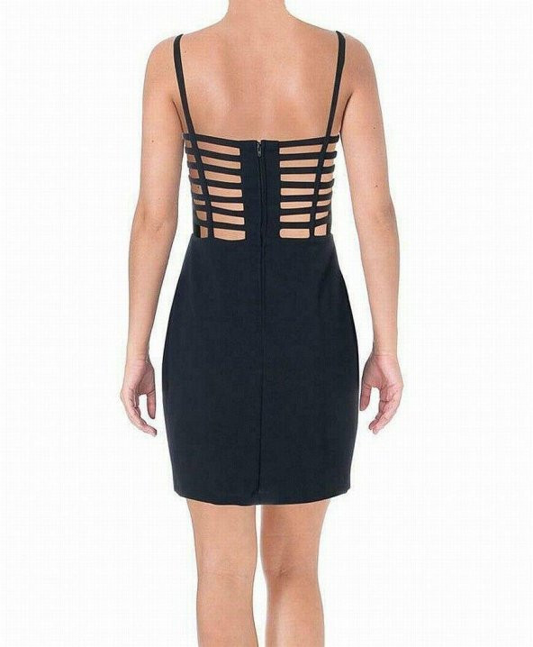 Bayan Lacivert Elbise Kılıf Askılı Kafesli Krep - 2