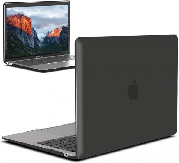 Codegen Apple 13" Macbook Air 2020 (M1) A2337 Siyah Kılıf Koruyucu Kapak CMATM-133B