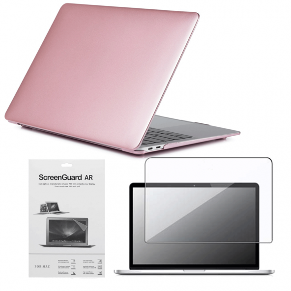 Apple 13" Macbook Air A2337 M1 Rose Gold Kılıf Koruyucu + Ekran Filmi CMATM-133RG