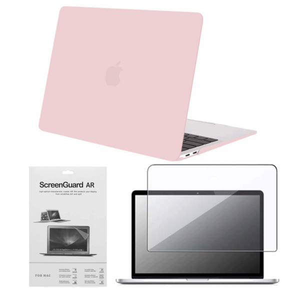 Apple 13" Macbook Air A2337 M1 Pembe Kılıf Koruyucu + Ekran Filmi CMATM-133P