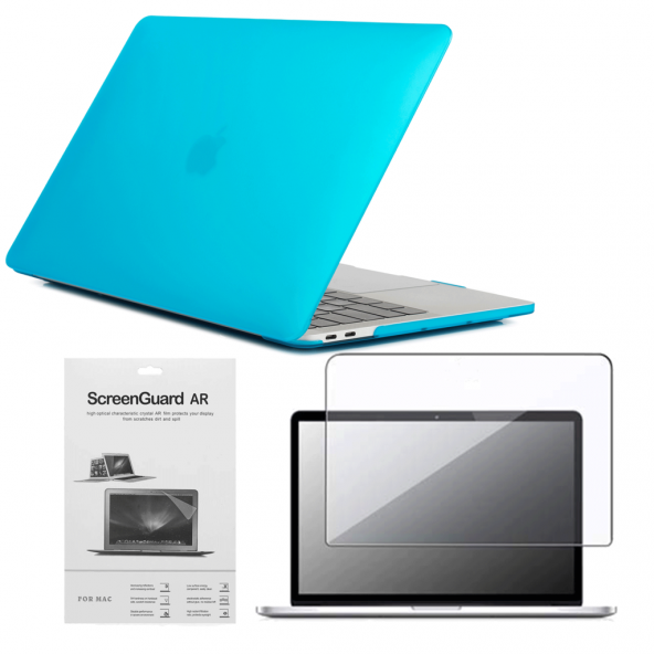 Apple 13" Macbook Pro A2338 M1 Mavi Kılıf Koruyucu + Ekran Filmi CMPTM-133LB