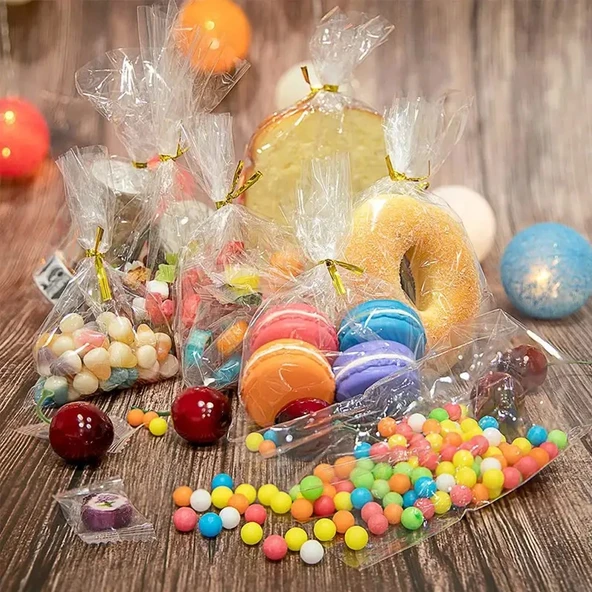 Parlak Bantsız Şeffaf Jelatin - Kurabiye Aksesuar Poşeti 8x17cm 500Gr 500 Adet - 10