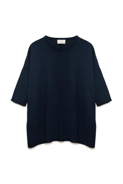 Peraluna Helion Bol Kesim Kadin Triko Kazak - Lacivert - Resim 9