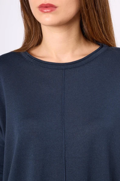 Peraluna Helion Bol Kesim Kadin Triko Kazak - Lacivert - Resim 4