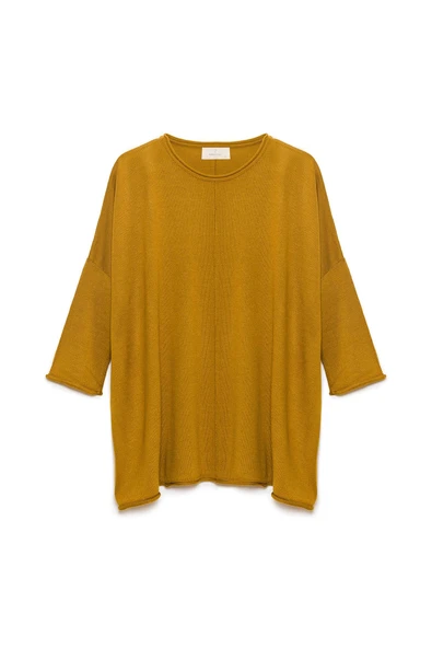 Peraluna Helion Bol Kesim Kadin Triko Kazak - Hardal - Resim 9