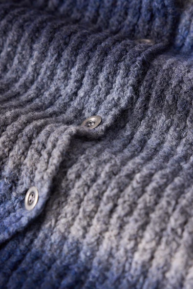 Peraluna Anabella Bol Kesim Kadın Triko Hırka - İndigo Melanj - 5