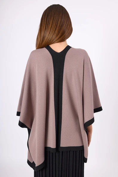 Peraluna Mary Kadın Triko Panço - Vizon - Resim 2