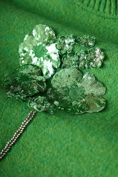 Peraluna Lorna Boncuk İşlemeli Kadın Triko Kazak - Açık Yeşil - Resim 5