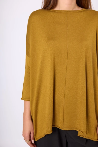 Peraluna Helion Bol Kesim Kadin Triko Kazak - Hardal - Resim 3