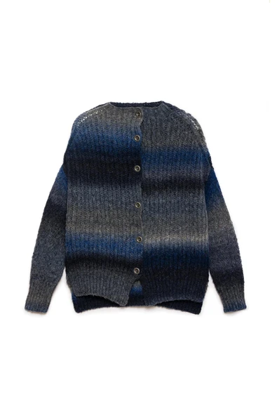 Peraluna Anabella Bol Kesim Kadın Triko Hırka - İndigo Melanj - 12