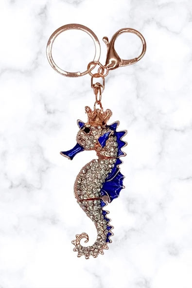 Mavi Kristal Taşlı Denizatı Anahtarlık - Resim 10