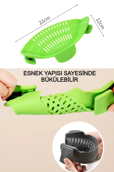 Klipsli Silikon Tava Tencere Makarna Noodle Süzgeç Esnek Pratik Mandallı Makarna Süzgeç - 2