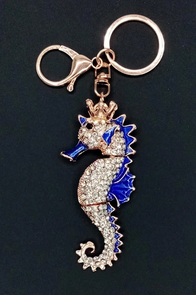 Mavi Kristal Taşlı Denizatı Anahtarlık - Resim 8