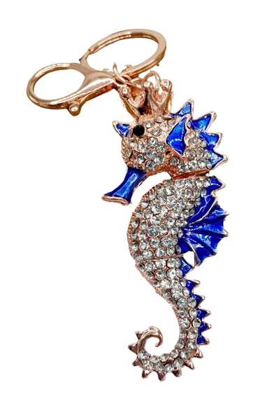 Mavi Kristal Taşlı Denizatı Anahtarlık - Resim 6
