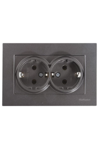 Mutlusan Füme İkili Topraklı Priz Çerçeveli
