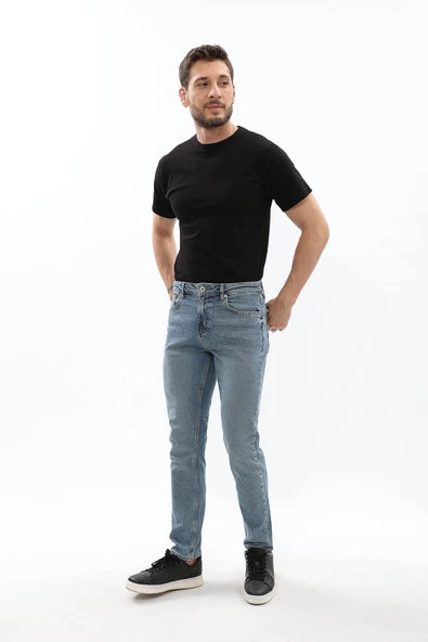 Erkek Likralı Slim Jean Pantolon - 1