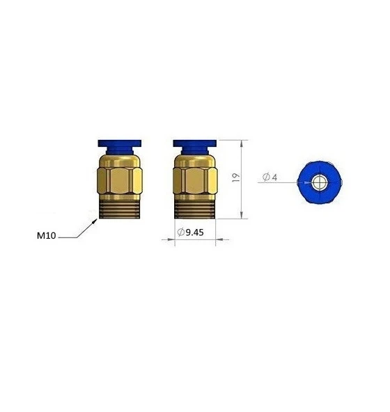 PC4-M10 Teflon Boru Tutucu Pnömatik Konnektör Rakor, 3D Yazıcı Filament - 2