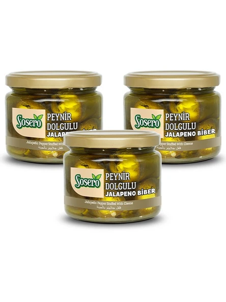 Sosero Peynir Dolgulu Jalapeno Biber 3 x 290 gr Cam Kavanoz ürün görseli 1