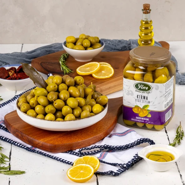 Yöre Domat Kırma Jumbo Yeşil Zeytin Cam Kavanoz 2 X 550 Gr (161-180 Kalibre) - 2