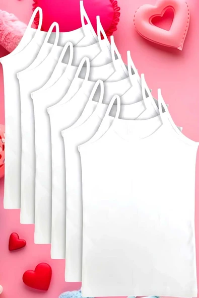 Uniquetrenders   Kız Çocuk Pamuklu Penye 6'lı Atlet - 5