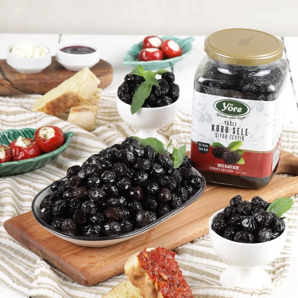 Yöre Gemlik Yağlı Kuru Sele Siyah Zeytin 2 X 550 gr (291-320 KALİBRE) - 2