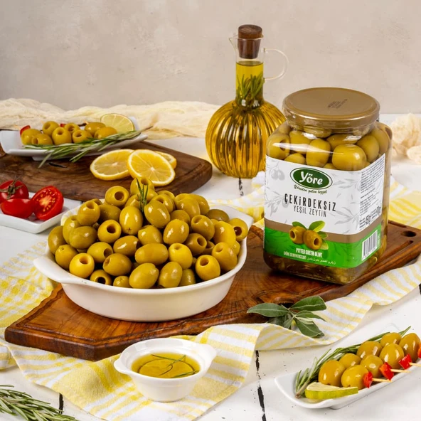 Yöre Çekirdeksiz Yeşil Zeytin 2 X 450 gr (161-180 KALİBRE) - 2