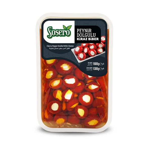Sosero Peynir Dolgulu Kiraz Biber 1300 gr Tabak