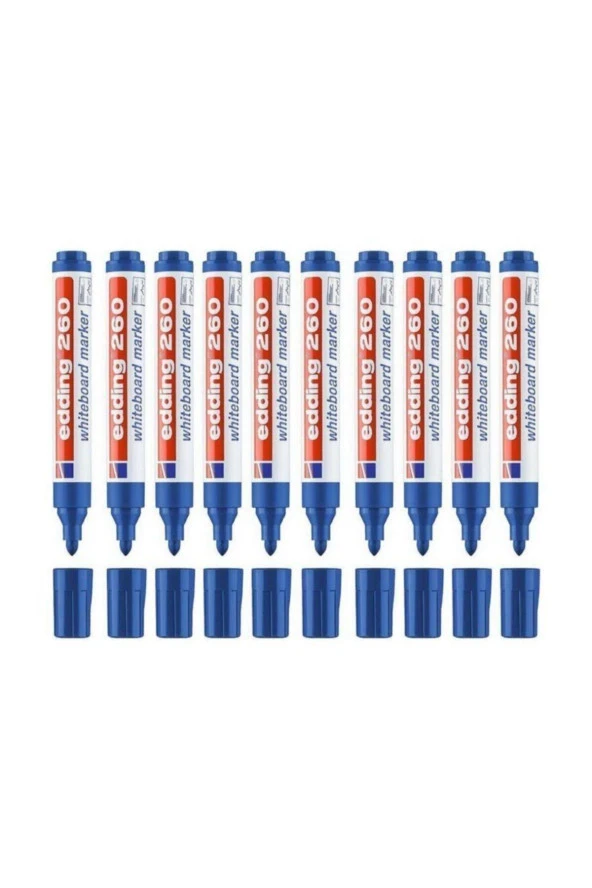 Edding Beyaz Tahta Kalemi E-260 Mavi Tahta Kalemi (10 Lu Kutu)