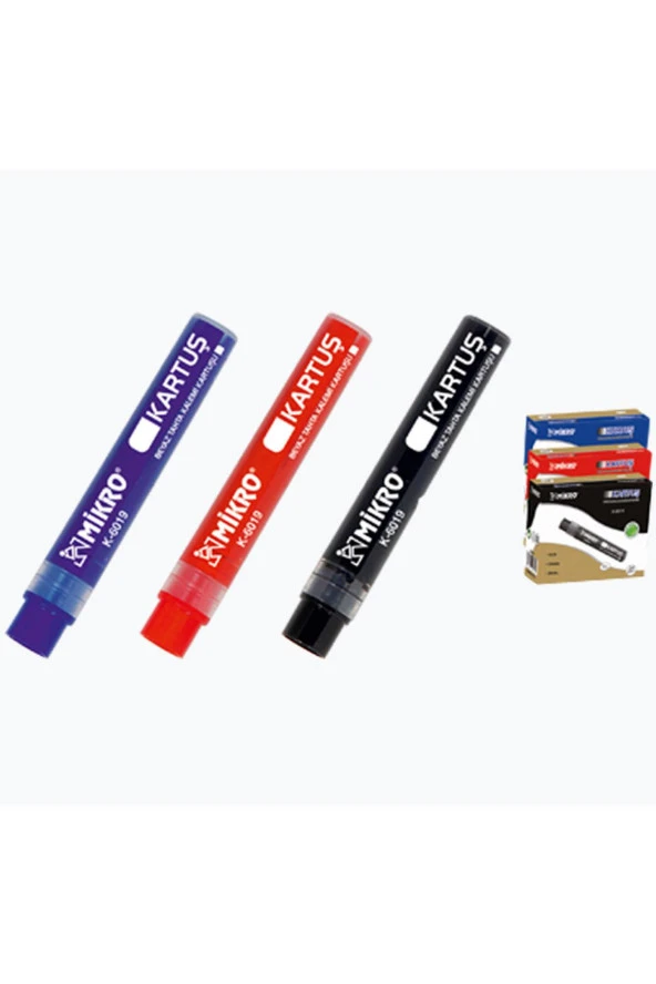 Mikro Tahta Kalemi Kartuşu Mavi 24 Lü K-6019  (1 Paket 24 Adet)
