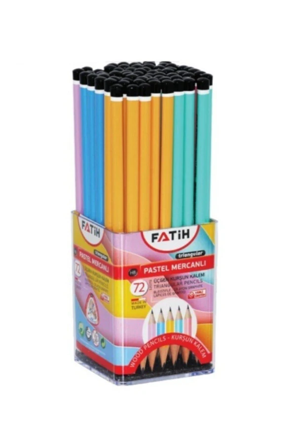 Fatih Kurşun Kalem Üçgen Mercanlı Pastel Renkli Kurşun Kalem 72 Li (72 Li Kutu)