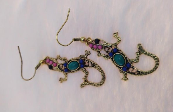 Hdmarketim Vintage Otantik Sallantılı Sevimli Kertengele Taşlı Küpe