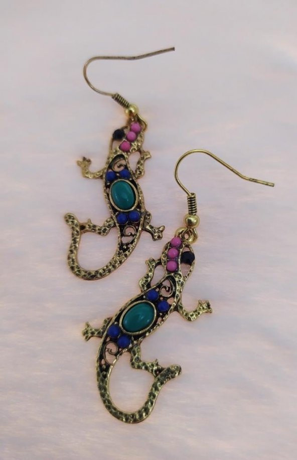 Hdmarketim Vintage Otantik Sallantılı Sevimli Kertengele Taşlı Küpe - 2