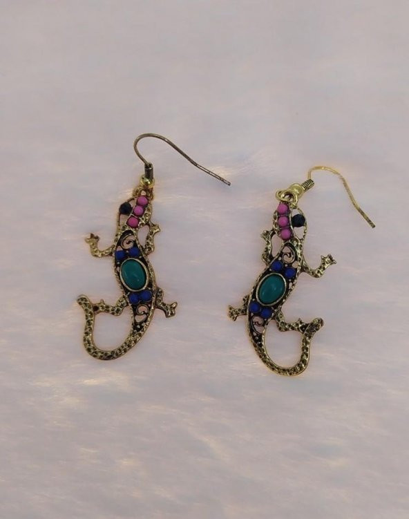 Hdmarketim Vintage Otantik Sallantılı Sevimli Kertengele Taşlı Küpe - 3