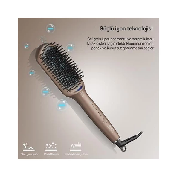 Arzum AR5082-T Superstar Pro Saç Düzleştirici Fırça Toprak - 9