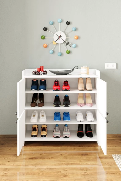 AE-3060 FORUM BEYAZ 4 KAPAKLI, 4 RAFLI, AYAKKABILIK, ÇOK AMAÇLI DOLAP, KAHVE KÖŞESİ, BALKON, BANYO, - 2