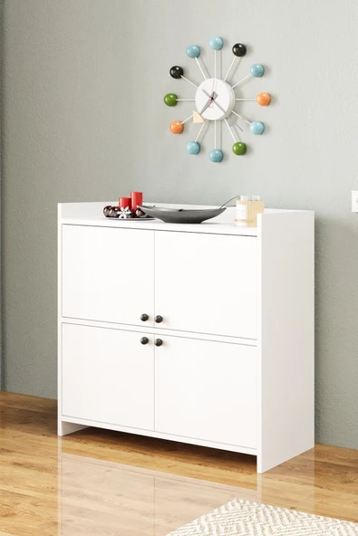 AE-3060 FORUM BEYAZ 4 KAPAKLI, 4 RAFLI, AYAKKABILIK, ÇOK AMAÇLI DOLAP, KAHVE KÖŞESİ, BALKON, BANYO, - 4