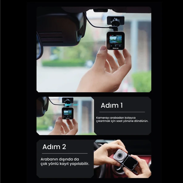 +360 V9h 4k Wifi 140 ultra Geniş Açı Kristal Gece Modu Adas Sistemi Akıllı Araç Ve Aksiyon kamerası (2024) - Resim 4