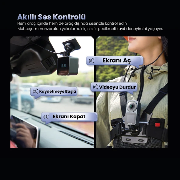 +360 V9h 4k Wifi 140 ultra Geniş Açı Kristal Gece Modu Adas Sistemi Akıllı Araç Ve Aksiyon kamerası (2024) - Resim 5