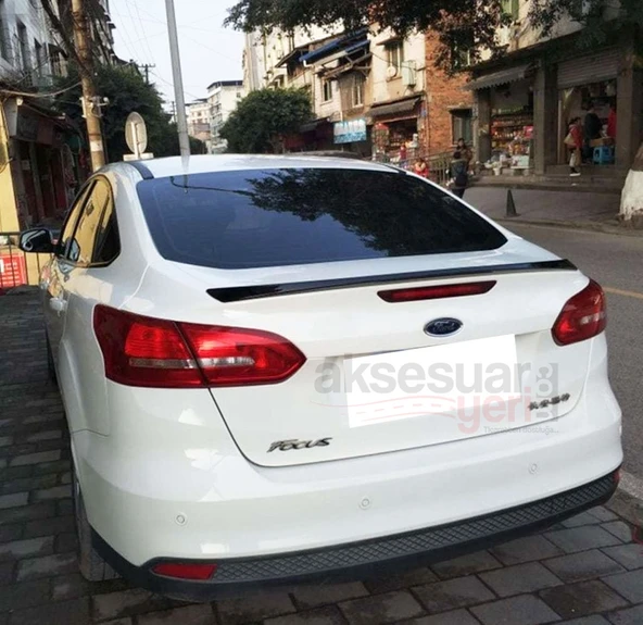 Ford Focus 2012-2018 Sedan Bagaj Üstü Spoiler Parlak Siyah Boyalı İthal Ürün Plastik - 2